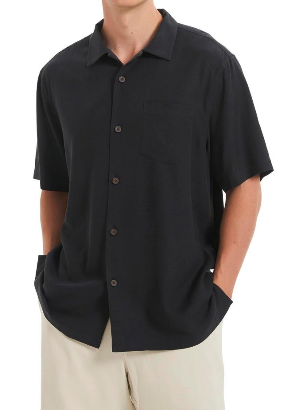 Men's Short Sleeve Silk Button Down Tropical Hawaiian Shirt for Casual Summer
